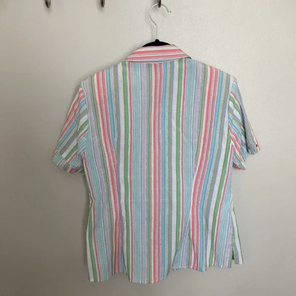 Allison Daley blouse, pastel stripes, size small petite - Picture 2 of 6
